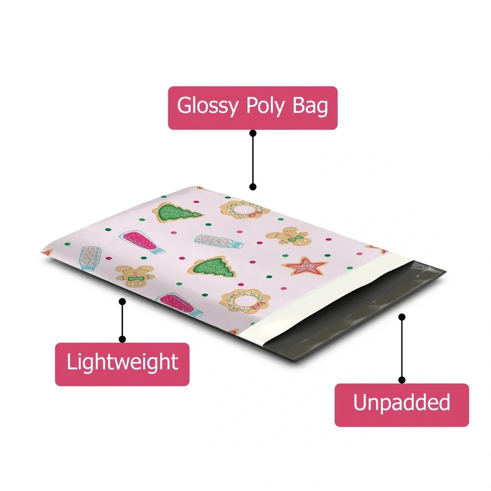 Christmas Cookie Poly Mailers 10x13 Pack of 25